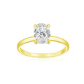 Elspeth 925 Sterling Silver Oval Engagement Rings 1.5CT Oval Cut Solitaire Cubic Zirconia Yellow Gold Wedding Promise Rings for Women Size 8.5