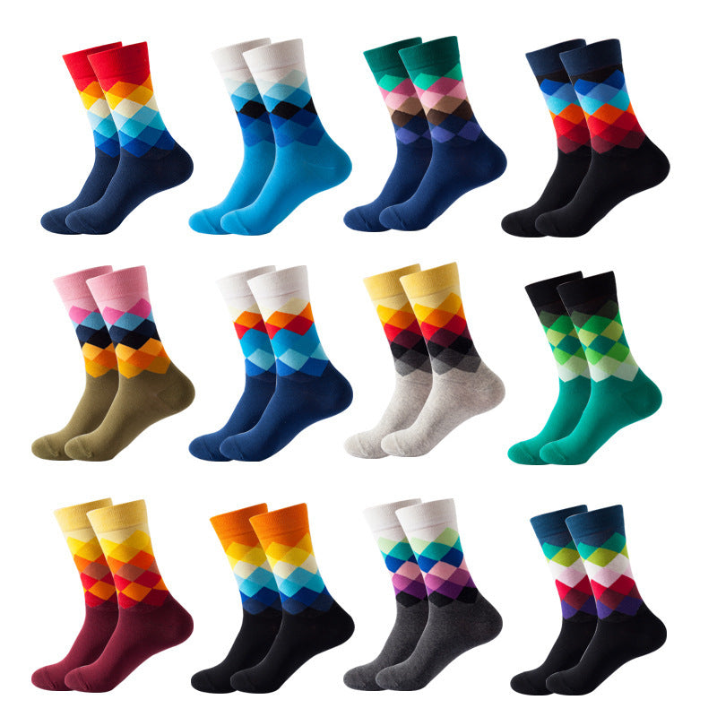 Men's Cotton Gradient Color Long Business Socks (1 Pair)