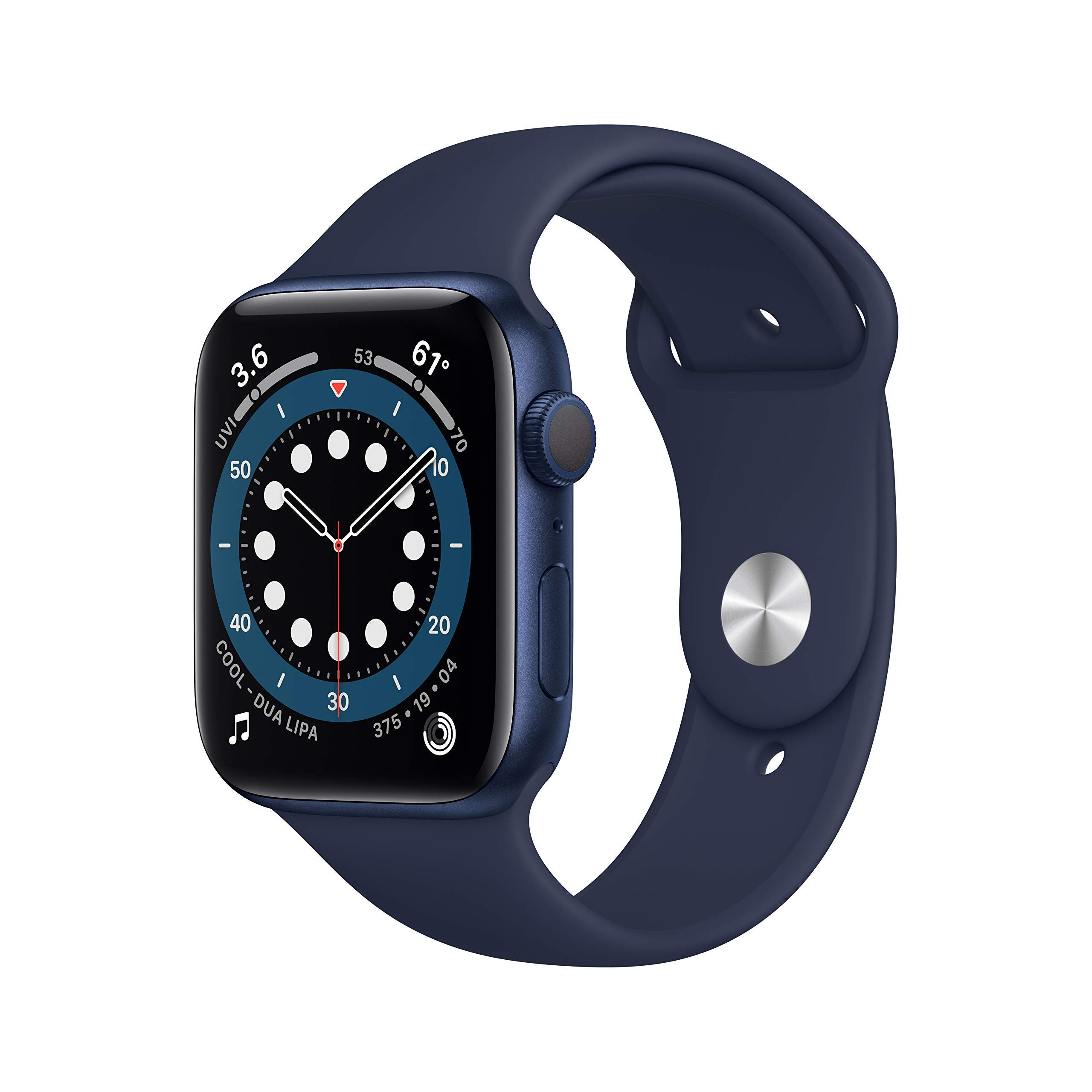 Apple Watch Series 6 (GPS 44mm) - Blue Aluminum Case with Deep Navy Sport Band (Renewed)