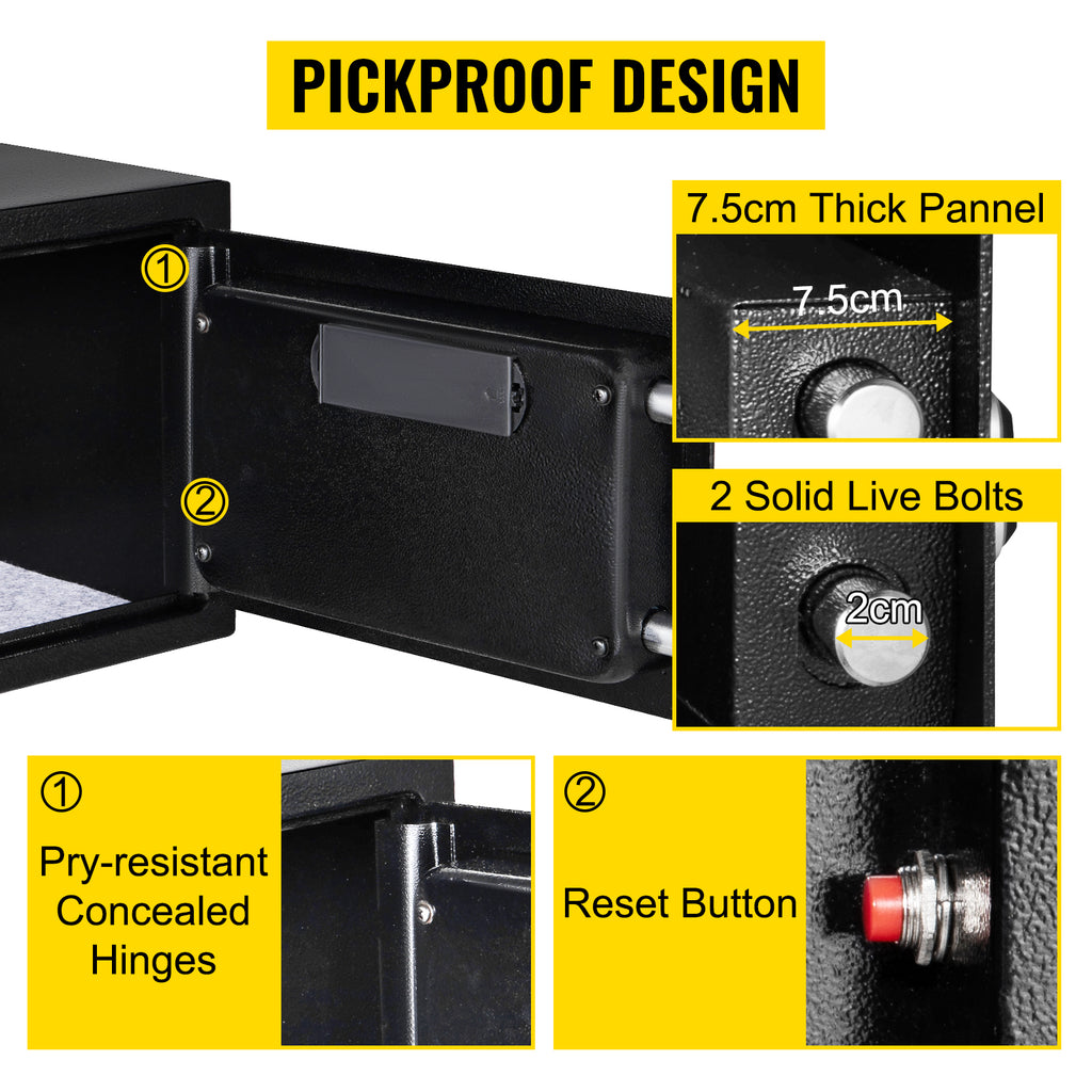 SucceBuy Fingerprint Locks Safe Deposit Box 0.8/2.1 Cubic Feet Digital Electronic Secret Hidden Piggy Bank for Money Guns File