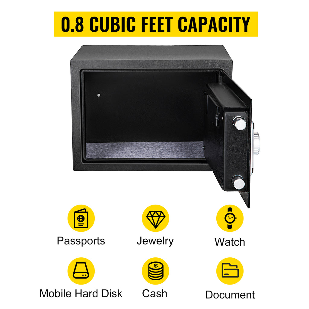 SucceBuy Fingerprint Locks Safe Deposit Box 0.8/2.1 Cubic Feet Digital Electronic Secret Hidden Piggy Bank for Money Guns File