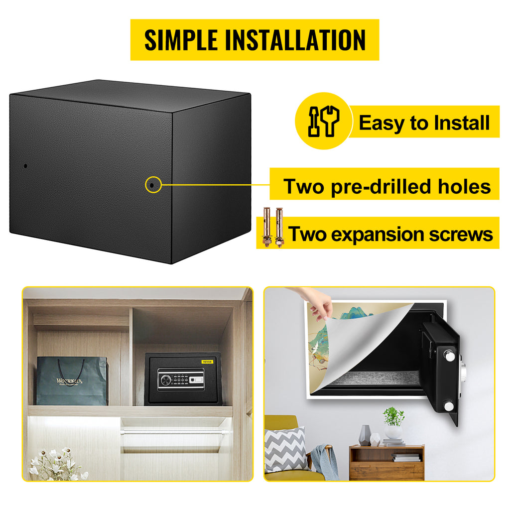 SucceBuy Fingerprint Locks Safe Deposit Box 0.8/2.1 Cubic Feet Digital Electronic Secret Hidden Piggy Bank for Money Guns File